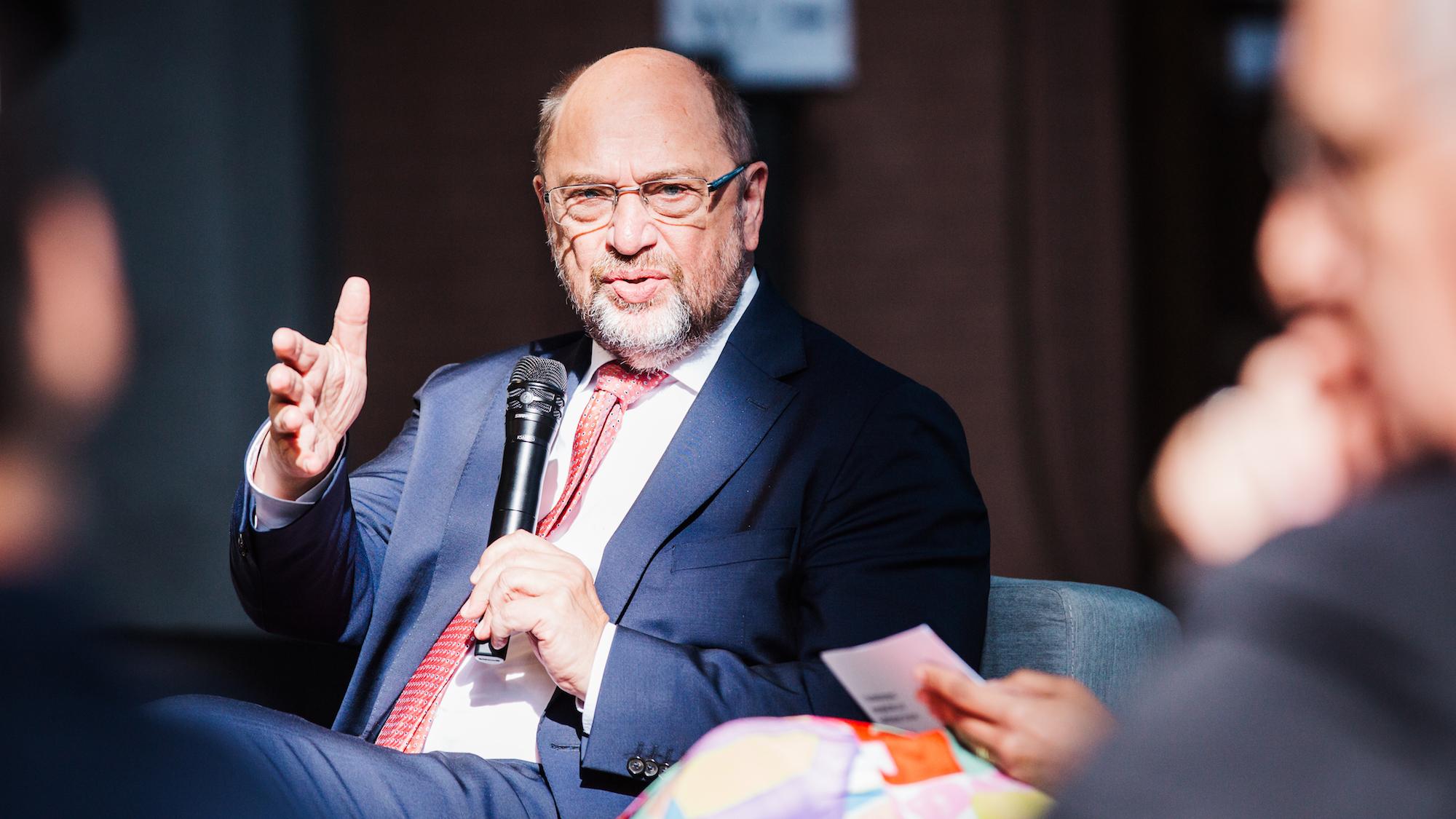 Martin Schulz beim 1. Bundeskongress katholischer und evangelischer Schulen in Aachen. (c) Luz Müller