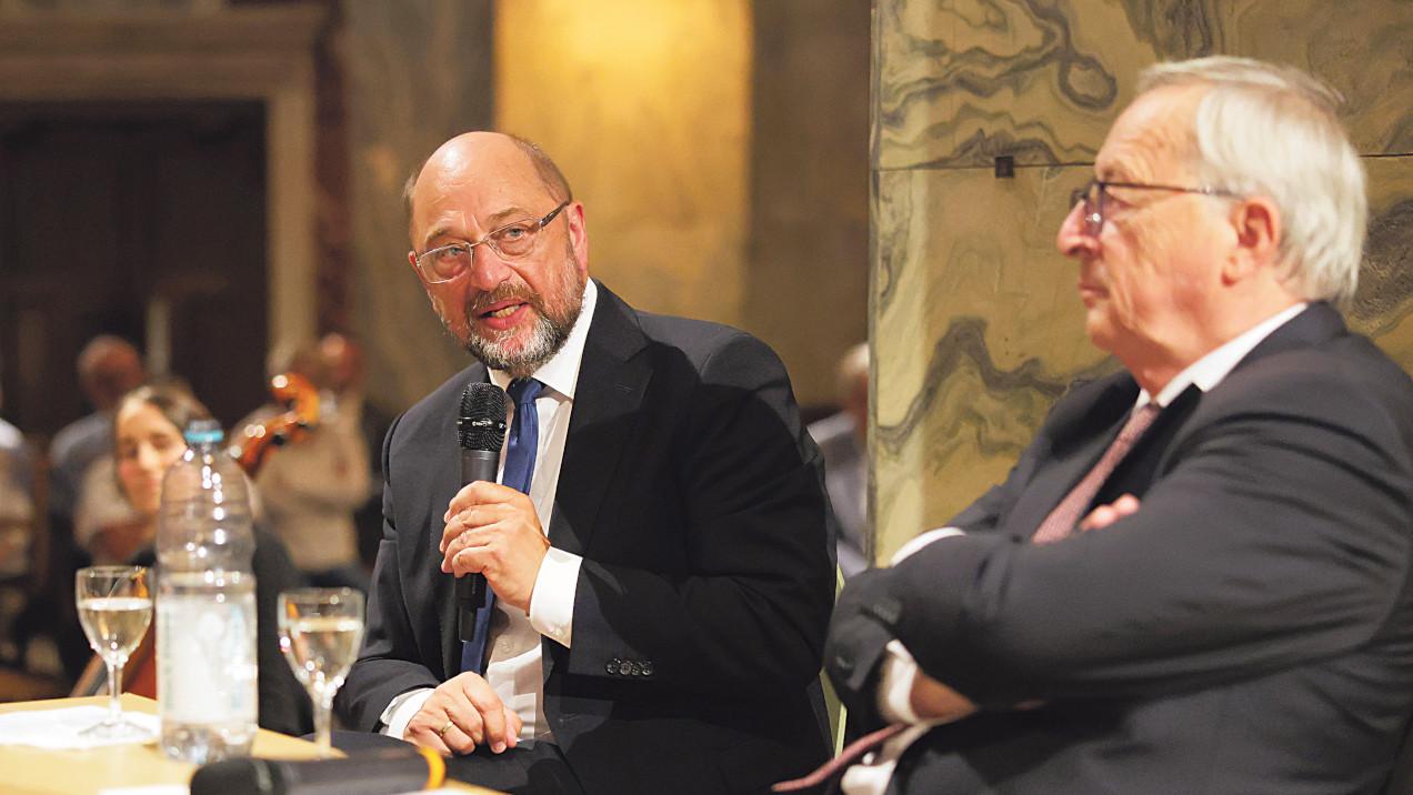 Martin Schulz (l.) und Jean-Claude Juncker sind Verteidiger der  europäischen Werte. (c) Bistum Aachen/Andreas Steindl