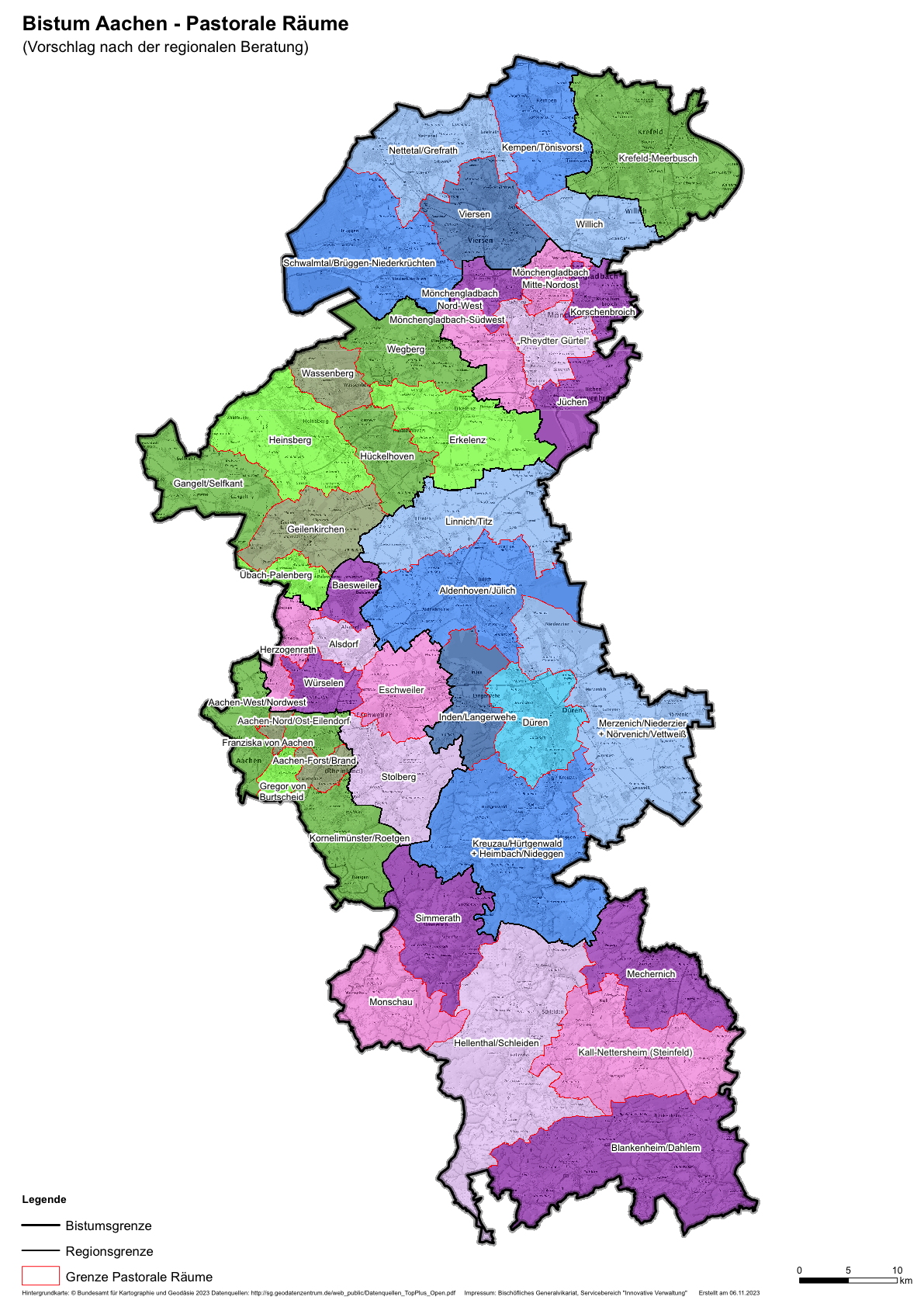 Die Vorschläge der acht Bistumsregionen für die Pastoralen Räume. (c) Bistum Aachen