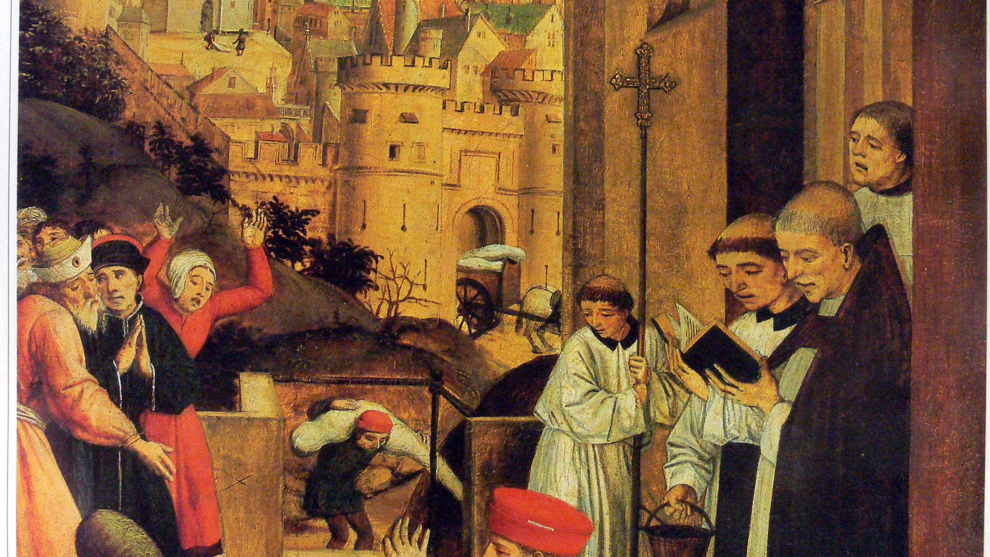 Josse Lieferinxe: St. Sebastian betet für die Pestopfer/ Walters Art Museum,Baltimore, USA (c) gemeinfrei