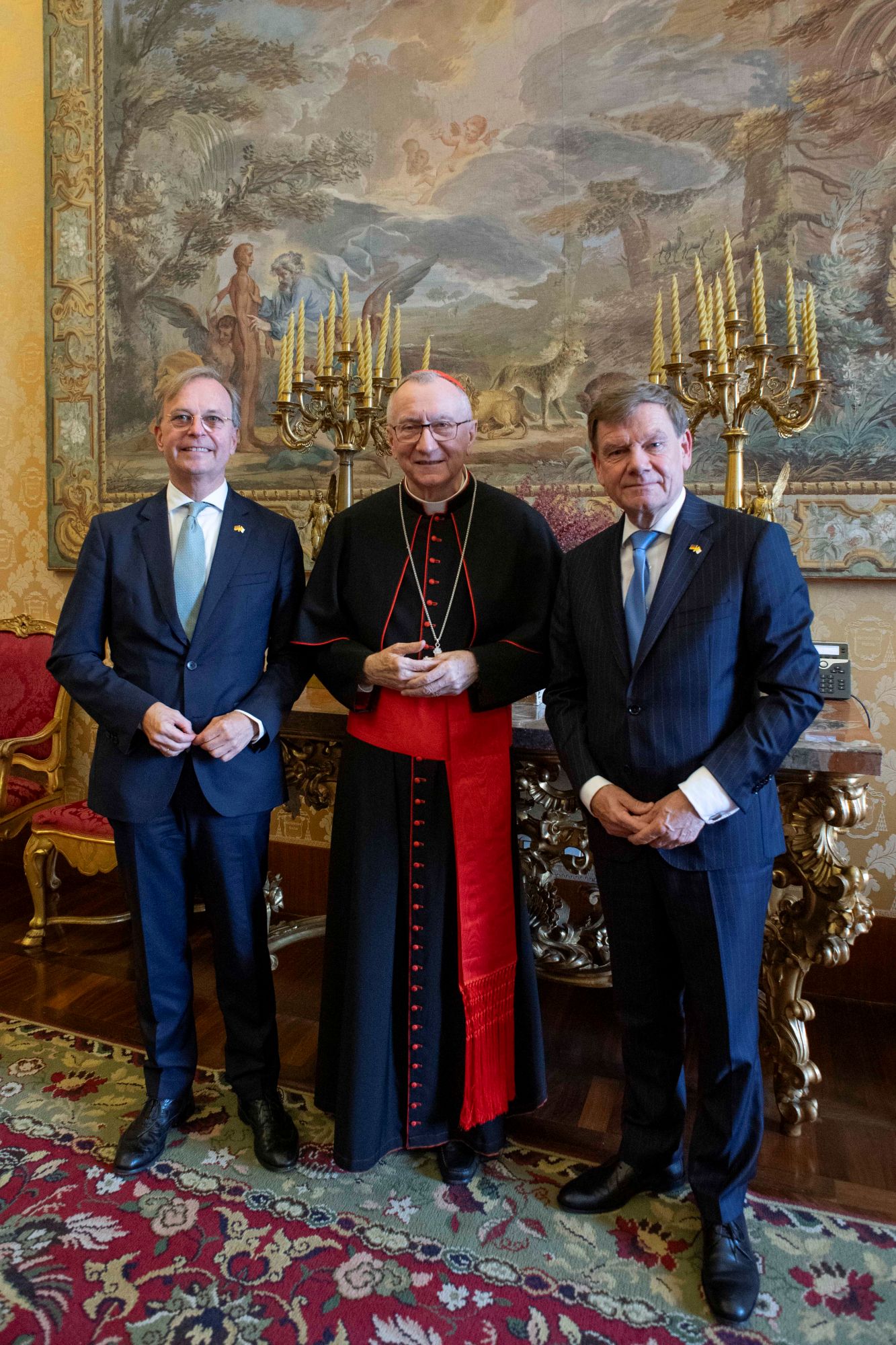 Mitte Juni begleitete Thomas Rachel den neuen deutschen Außenminister Johann Wadephul (CDU) in den Vatikan. Dort fanden Gespräche mit Kardinalstaatssekretär Pietro Parolin (im Bild) und Außenminister Erzbischof Paul Gallagher statt. (c) Tobias Koch