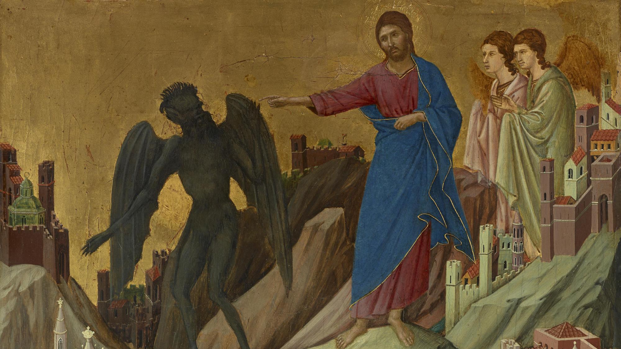 Duccio di Buoninsegna: Die Versuchung Jesu auf dem Berg (um 1310), Frick-Collection/New York City. (c) commons.wikimedia.org